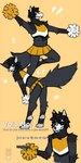 anthro bone bottomwear cheerleader clothed clothing fur gun male pom_poms ranged_weapon skirt skull skull_head solo text weapon sirdoomwolf void_(sirdoomwolf) canid canine canis cryptid mammal monster wolf 1:2 english_text hi_res