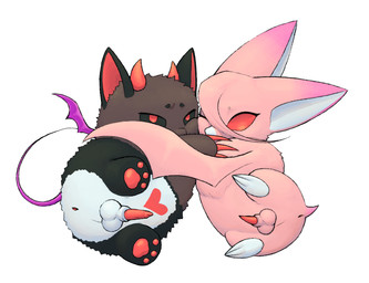 2_horns 3_toes animal_genitalia animal_penis anus balls bangs bat_wings big_ears black_body black_fur black_sclera brown_body brown_fur butt butt_heart canine_genitalia canine_penis canon_couple circle_eyebrows claws countershade_butt countershade_crotch countershade_fur countershade_genitalia countershade_torso countershading duo eyebrows facial_markings feet feral fluffy fur fur_markings genitals hair hair_between_eyes handpaw head_markings heart_symbol hindpaw horn hug leg_markings long_ears long_tail looking_at_viewer lying male male/male markings membrane_(anatomy) membranous_wings muzzle_(marking) on_side one_eye_closed pawpads paws penis pink_body pink_fur pink_hair pink_wings pointy_ears presenting presenting_anus presenting_hindquarters prick_ears purple_body purple_skin purple_wings red_eyes red_pawpads red_penis short_tail simple_background snout snout_markings socks_(marking) tail take_your_pick tapering_penis tapering_tail toes white_background white_body white_countershading white_fur winged_arms wings wink winking_at_viewer dreamscreep nu:_carnival aster_(nu:_carnival) morvay_(nu:_carnival) bat demon leaf-nosed_bat mammal microbat vampire vampire_bat yangochiropteran digital_media_(artwork) hi_res procreate_(artwork) shaded