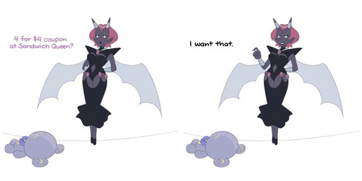 2_horns bottomwear breasts clothed clothing eyeshadow female footwear hair horn horn_jewelry horn_ring humanoid_pointy_ears jewelry leotard makeup pink_hair pointy_ears question_mark ring_(jewelry) shoes short_hair simple_background skirt solo text white_background kianamai pretty_pretty_please_i_don't_want_to_be_a_magical_girl lady_devoid horned_humanoid humanoid mammal comic digital_media_(artwork)