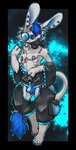 abstract_background anthro bottomwear clothing crotch_tuft crotchless_shorts gas_mask jacket male mask nipple_piercing nipple_ring nipples open_crotch piercing ring_piercing shorts solo standing topwear tuft aruuraaru lagomorph leporid mammal rabbit hi_res