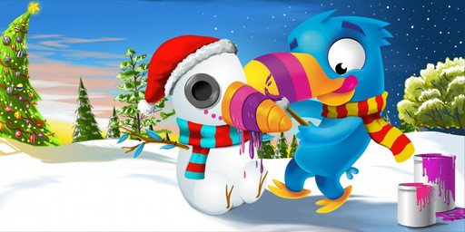 anthro beak blue_body blue_sky brush christmas_tree clothing featureless_crotch glistening glistening_eyes head_tuft holding_brush holding_object holidays male mouth_closed orange_sky outside paint pattern_clothing pattern_scarf plant scarf sky snow snowman solo standing striped_beak striped_clothing striped_scarf stripes sunset tree tuft yellow_beak young young_anthro young_male pandapaco christmas avian