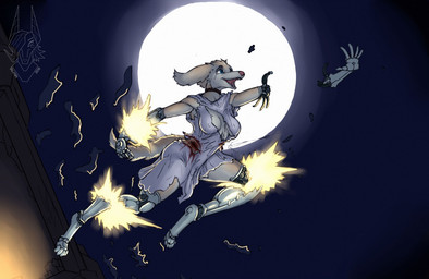 amputee anthro breasts clothed clothing disability female floppy_ears fur moon prosthetic solo white_body white_fur talynn