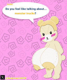 anthro big_breasts blush blush_lines breasts dialogue female huge_breasts hyper hyper_breasts name_in_dialogue plushie shortstack solo speech_bubble standing teddy_bear text twitter_handle twitter_logo skeletonhearts nintendo nintendo_switch tomodachi_life tomodachi_life:_living_the_dream twitter latte_(tomodachi_life:_living_the_dream) animate_inanimate bear living_plushie mammal mii mii_(nintendo) absurd_res digital_drawing_(artwork) digital_media_(artwork) english_text hi_res
