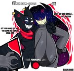 anthro big_breasts breasts butt butt_grab duo female hand_on_butt male male/female text blackarabi arabi_(blackarabi) domestic_cat felid feline felis mammal english_text hi_res