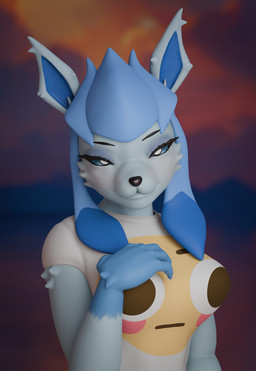 anthro blue_body blue_eyes butt clothing female hair legwear solo zhenash nintendo pokemon eeveelution generation_4_pokemon glaceon pokemon_(species) 3d_(artwork) absurd_res blender_(artwork) digital_media_(artwork) hi_res