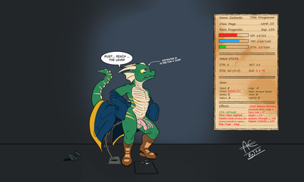 anthro dildo dildo_insertion dildo_trap gameplay_mechanics genitals genitals_shrinking height_reduction induced_impotence male penis penis_shrinking rpg_dungeon sex_toy sex_toy_insertion solo stats stats_screen surprised denton mythology zooks_(character) animal_humanoid dragon dragon_humanoid humanoid mythological_creature mythological_scalie scalie absurd_res hi_res