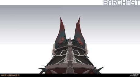 3_toes ambiguous_feral ambiguous_gender black_body black_fur company_name feet feral fur gradient_background grey_mask light mask multicolored_body multicolored_fur rear_view saddle simple_background solo text toes nicholas_patrick_kelana highguard_(game) barghast_(highguard) canid canid_demon demon mammal 2026 absurd_res colored concept_art digital_drawing_(artwork) digital_media_(artwork) english_description english_text hi_res lighting official_art shaded