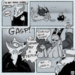 anthro breasts clothing dialogue duo exposed_breasts female gasp horn male nipples nude occult_symbol pentagram robe size_difference symbol text moonpill angel_hare the_east_patch francis_(angel_hare) badger demon mammal mustelid musteline 1:1 comic english_text