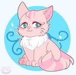 :3 ambiguous_gender eye_markings eyelashes feral fluffy fur markings pawpads paws pink_body pink_fur sitting smile solo sparkles striped_markings striped_tail stripes tail tail_markings whiskers nullkunstt hasbro littlest_pet_shop lps_460 domestic_cat felid feline felis mammal persian_cat tabby_cat hi_res