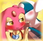 anthro anthrofied blue_body blue_skin blush claws clothed clothing duo eyes_closed female gem hair heart_symbol kissing male male/female open_mouth pink_body pink_hair pink_skin pokemorph shirt simple_background smile tongue topwear white_body white_skin yellow_background yellow_body yellow_eyes yellow_skin latiar nintendo pokemon fan_character lar_(latiar) solana_(latiar) generation_3_pokemon generation_4_pokemon latios legendary_pokemon mesprit pokemon_(species) 2016 hi_res watermark