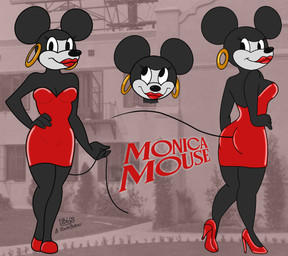 accessory anthro black_body breasts butt clothed clothing curvy_figure dress ear_piercing ear_ring female footwear front_view high_heels hoop_ear_ring jewelry lipstick makeup photo_background piercing rear_view red_clothing red_dress red_lipstick ring_piercing seductive shoes slim slim_female smile solo tail text dragonboy618 disney public_domain minnie_mouse monica_mouse house_mouse mammal mouse murid murine rodent digital_media_(artwork) hi_res model_sheet photography_(artwork) signature