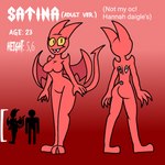 aged_up female happy horn nude nude_female pink_body pink_skin smile smiling_at_viewer solo spade_tail tail wings yellow_sclera hallowsjojo2000 satina_wants_a_glass_of_water satina demon 1:1 model_sheet