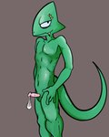 anthro balls bodily_fluids condom cum erection filled_condom genital_fluids genitals male nude sexual_barrier_device solo tongue tongue_out wearing_condom illegaleel nintendo star_fox leon_powalski chameleon lizard reptile scalie hi_res