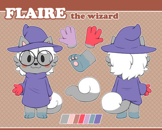 clothed clothing eyewear fur glasses hair hat headgear headwear magic_user male simple_background tail nutty_bo nintendo pokemon flaire_(adflareon) eeveelution flareon generation_1_pokemon pokemon_(species) 5:4 absurd_res hi_res model_sheet