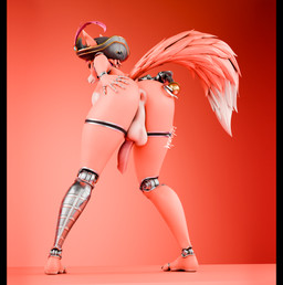 animal_genitalia animal_penis anthro anus backsack balls bent_over big_breasts big_tail breasts butt canine_genitalia canine_penis claws crossgender ear_piercing ear_ring erection fur genitals glistening glistening_body gynomorph hair hand_on_butt hand_on_own_butt hook hook_hand intersex knot knotted_penis looking_at_viewer looking_back looking_back_at_viewer machine mtg_crossgender mti_crossgender orange_background orange_body orange_eyes orange_fur penis perineum piercing pink_penis pirate pirate_hat presenting presenting_anus presenting_hindquarters raised_tail rear_view ring_piercing short_hair simple_background solo tail thick_thighs uneven_balls vein veiny_penis wide_hips zelyonka mayosplash_(modeler) five_nights_at_freddy's scottgames foxy_(fnaf) animatronic canid canine fox mammal robot robot_anthro 2026 3d_(artwork) blender_(artwork) blender_cycles_(artwork) digital_media_(artwork) full-length_portrait hi_res pillarbox portrait red_theme watermark