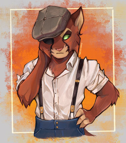 anthro arm_tuft blue_bottomwear blue_clothing blue_pants bottomwear cheek_tuft clothed clothed_anthro clothed_male clothing collared_shirt dress_shirt elbow_tuft eye_patch eyebrows eyewear facial_tuft fingers flat_cap fully_clothed fully_clothed_anthro fully_clothed_male fur green_eyes hat headgear headwear male male_anthro monotone_clothing monotone_shirt monotone_topwear orange_body orange_fur pants pink_nose shirt solo suspenders tail tan_eyebrows tan_inner_ear topwear tuft whiskers white_clothing white_shirt white_topwear white_whiskers 666calistaxx_(artist) lackadaisy viktor_vasko domestic_cat felid feline felis mammal 2023 colored digital_drawing_(artwork) digital_media_(artwork) hi_res signature