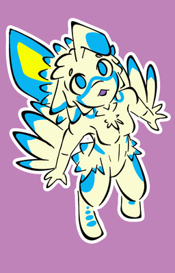 4_ears anthro blue_body blue_eyes breasts feathered_wings feathers featureless_breasts featureless_crotch female fur multi_ear nude open_mouth simple_background smile solo standing tuft white_body winged_arms wings isi_avalibot isi_de_sa_(isi_avalibot) avali avian 9:14 hi_res
