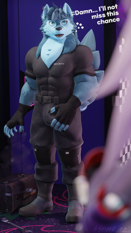 5_fingers abs anthro athletic athletic_male belt black_clothing black_nose black_shirt black_t-shirt black_topwear boots bottomwear cheek_tuft clothing detailed_background dialogue ear_piercing ear_ring eyebrows facial_tuft fingerless_gloves fingers footwear fur gloves grey_body grey_eyes grey_fur grey_hair hair handwear knee_pads long_hair male multicolored_body multicolored_fur open_mouth pants piercing ring_piercing shirt shoes solo t-shirt teeth text tight_clothing tight_shirt tight_topwear topwear tuft two_tone_body two_tone_fur white_body white_fur houssem houssem_(modeler) max_(houssem) canid canine canis mammal wolf 2026 3d_(artwork) absurd_res artist_name digital_media_(artwork) english_text hi_res