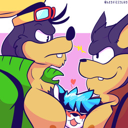 anthro black_body black_fur blush clothing fur group male muscular muscular_anthro muscular_male nipples pec_smothering pecs sandwiched simple_background smothering fizzyjay disney kingdom_hearts square_enix goofy_(disney) pete_(disney) canid canine canis domestic_cat domestic_dog felid feline felis husky mammal nordic_sled_dog spitz 1:1 digital_media_(artwork) hi_res