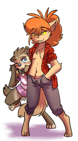 3_toes aged_up anthro arm_tuft bangs barefoot biped black_eyebrows blue_eyes bottomwear breasts brown_body brown_fur brown_hair chest_tuft closed_smile clothed clothed_anthro clothed_female clothing collar collar_tag countershade_face countershade_fur countershade_legs countershading cute_fangs digitigrade duo ear_piercing ear_stud elbow_tuft eyebrow_through_hair eyebrows fangs feet female female_anthro front_view fur grey_bottomwear grey_clothing grey_collar grey_nose grey_pants grey_pupils hair hair_between_eyes hand_in_pocket inner_boob iris larger_female looking_at_viewer monotone_body monotone_fur monotone_hair mouth_closed multicolored_body multicolored_fur navel no_bra on_one_leg one_eye_closed one_fang open_bottomwear open_clothing open_mouth open_pants open_shirt open_topwear orange_hair panties pants pattern_clothing pattern_shirt pattern_topwear piercing pink_clothing pink_inner_ear pink_panties pink_shirt pink_topwear pink_underwear plaid plaid_clothing plaid_shirt plaid_topwear pockets pupils red_clothing red_shirt red_topwear rolled_up_sleeves shirt short_snout simple_background size_difference skull_and_crossbones slim slim_anthro slim_female slit_pupils small_breasts smaller_female smile smiling_at_viewer standing tan_body tan_countershading tan_fur tan_tuft teeth toes topwear translucent translucent_hair tuft underwear white_background white_sclera yellow_eyes yellow_pupils yellow_sclera young young_anthro young_female domovoi_lazaroth ghoul_school hanna-barbera hotel_transylvania mythology scooby-doo_(series) winnie_werewolf_(ghoul_school) winnie_werewolf_(hotel_transylvania) canid canine mammal mythological_canine mythological_creature werecanid werecanine werecreature werewolf digital_media_(artwork) shaded