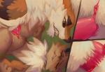 abdominal_bulge anthro anthro_on_anthro anthrofied arcanine balls blush brown_body brown_fur canid canine clitoris close-up comic dialogue duo eevee english_text erection female female_penetrated fur generation_1_pokemon genitals grimart hi_res humanoid_genitalia humanoid_pussy long_ears looking_down lying male male/female male_penetrating male_penetrating_female mammal nintendo nude on_back open_mouth penetration penile penile_penetration penis penis_in_pussy pokemon pokemon_(species) pussy sex sharp_teeth size_difference spread_legs spreading tapering_penis teal_eyes teeth text thrusting vaginal vaginal_penetration