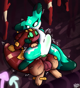 abdominal_bulge balls big_penis bodily_fluids bulge dominant dominant_female duo facial_scar female feral fungus genital_fluids genitals glowing glowing_genitalia glowing_penis gold_(metal) male male/female mushroom paws penetration penile penile_penetration penis precum pupil scar sweat sweaty_balls sweaty_genitalia sweaty_legs sweaty_thighs tail throbbing throbbing_balls vaginal vaginal_penetration vulva dstitan rain_world videocult raelex_luminarapex_(dstitan) trav_(nyxikonyx) slugcat absurd_res hi_res