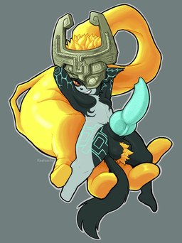 alternate_species animal_genitalia anthro balls breasts clothing erection furrification fused_shadow genitals hair headgear headwear looking_at_viewer male penis red_eyes shortstack simple_background smile solo tail knotsosfw nintendo the_legend_of_zelda twilight_princess midna wolf_midna canid canine canis imp mammal twili wolf absurd_res hi_res