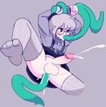 anal anal_penetration balls blush bodily_fluids clothing cum cum_in_ass cum_in_mouth cum_inside ejaculation eyewear feet femboy foot_focus footwear genital_fluids genitals glasses green_tentacles grey_background grey_clothing grey_footwear grey_hair grey_socks hair humanoid_feet humanoid_genitalia humanoid_penis legwear looking_pleasured male oral oral_penetration penetration penis plantigrade questionable_consent simple_background socks spiral_eyes tentacle_in_ass tentacle_in_mouth tentacle_penetration tentacles tentacles_on_male thigh_highs wrapped_up zipper amaruu humanoid tentacle_creature hi_res