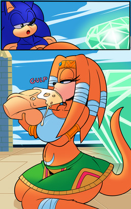 anthro armlet bangle big_breasts big_penis bodily_fluids breasts circlet clothed clothing cum cum_in_mouth cum_inside duo erection fellatio female genital_fluids genitals huge_breasts huge_penis jewelry male male/female oral penile penis sex canastus superbunnygt sega sonic_adventure sonic_the_hedgehog_(series) sonic_the_hedgehog tikal_the_echidna echidna eulipotyphlan hedgehog mammal monotreme absurd_res digital_media_(artwork) hi_res