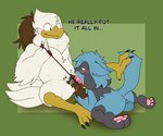 anthro anus balls blush bodily_fluids butt collar collar_only cum cum_in_mouth cum_inside duo fellatio genital_fluids genitals leash male male/male male_penetrating nude oral oral_penetration pawpads penetration penile penis sex text tugging tugging_collar mateocorv nintendo pokemon fan_character haywood ichiro_(mateocorv) avian generation_4_pokemon pokemon_(species) riolu absurd_res english_text hi_res