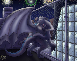 anthro balls breasts duo female fireworks genitals glowing glowing_markings grope gynomorph gynomorph/female herm intersex intersex/female markings muscular penis rooftop sex vinlia_(izixs) vore vulva wings boo3 mythology nimbus_(lateinshowing) canid canine canis dragon mammal mythological_creature mythological_scalie scalie wolf 2026 5:4 colored_sketch hi_res sketch