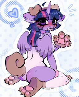 anthro blush body_blush bone butt_blush dog_suit female horn looking_back paws solo wings stinkycheezzz friendship_is_magic hasbro my_little_pony mythology twilight_sparkle_(mlp) equid equine mammal mythological_creature mythological_equine winged_unicorn hi_res