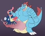 anthro balls big_balls big_penis bodily_fluids duo erection genital_fluids genitals huge_balls huge_penis hyper hyper_balls hyper_genitalia hyper_penis long_tongue male male/male nude penis tongue tongue_out sstinkies nintendo pokemon alligator alligatorid amphibian crocodilian feraligatr frog generation_2_pokemon generation_6_pokemon greninja lizard pokemon_(species) reptile scalie absurd_res hi_res