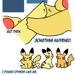 abstract_background ambiguous_gender feral gesture group multicolored_body simple_background sitting surgical_suture tail text waving yellow_body postmanic nintendo pokemon generation_1_pokemon pikachu pokemon_(species) 1:1 archived_source english_text hi_res