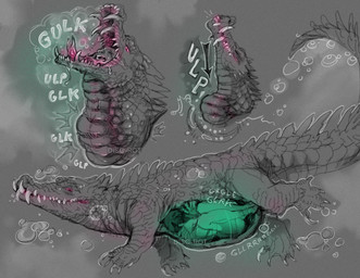 ambiguous_gender avian_in_stomach bodily_fluids crying duo feral forced green_body internal oral_vore quadruped swallowing tears underwater unwilling_prey vore water zenophrenic crocodilian humanoid reptile scalie hi_res