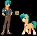 alternate_species aquamarine_hair brown_eyes clothing cutie_mark fingerless_gloves gloves handwear humanized male sash sheriff sheriff_badge simple_background smile solo transparent_background turquoise_hair orin331 equestria_girls hasbro mlp_g5 my_little_pony hitch_trailblazer_(mlp) earth_pony equid equine horse human mammal pony absurd_res alpha_channel hi_res multiple_images