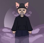 anthro blue_eyes clothing drugs ear_piercing hairless hoodie male multicolored_body piercing pink_body pink_skin purple_smoke simple_background smoke smoke_from_nose smoking solo topwear two_tone_body toridiaz domestic_cat felid feline felis hairless_cat mammal sphynx_(cat) digital_media_(artwork) pixel_(artwork)