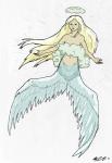 blonde_hair blue_eyes cloud female fin hair halo solo split_form wings the-bent-one the_marvelous_misadventures_of_flapjack skymaid humanoid marine merfolk hi_res