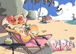 anthro beach bikini bikini_thong clothing female hittamm09 male seaside swimwear two-piece_swimsuit oscar's_oasis popy accipitriform avian bird canid canine fennec_fox fox hyena mammal true_fox vulture absurd_res hi_res