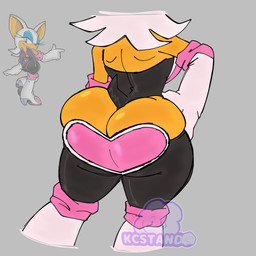 anthro big_butt butt butt_cleavage butt_focus clothing female leotard rear_view simple_background solo kccatboi2002 sega sonic_the_hedgehog_(series) rouge_the_bat bat mammal 1:1 hi_res