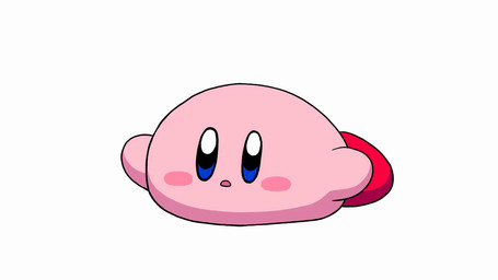 ambiguous_gender biped blue_eyes blush blush_stickers bouncing lying not_furry on_front open_mouth pink_body red_body simple_background solo white_background natsuring0 kirby_(series) nintendo kirby waddling_head 16:9 animated frame_by_frame loop widescreen