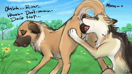 animal_genitalia animal_penis animal_vulva anus canine_genitalia canine_penis canine_vulva cunnilingus duo female feral genitals male male/female oral penis sex vaginal vulva a_dusty_wolf canid canine canis domestic_dog mammal 16:9 hi_res widescreen