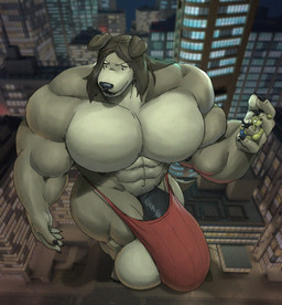 5_fingers abs ambiguous_gender anthro antlers ball_slip balls barely_contained barely_contained_penis biceps big_balls big_bulge big_muscles big_pecs big_penis biped black_claws black_finger_claws black_horn black_nose black_penis black_toe_claws blonde_hair blue_bottomwear blue_clothing bottomwear brown_body brown_ears brown_fur brown_hair building bulge carrying_another city cityscape claws clothed clothed_ambiguous clothed_anthro clothed_male clothing countershade_face countershade_fur countershade_hands countershade_torso countershading crosswalk deltoids detailed_background dot_eyes duo extreme_size_difference eyebrows feet finger_claws fingers floppy_ears folded_ears fur furgonomic_bottomwear furgonomics genitals hair high-angle_view horn huge_balls huge_bulge huge_muscles huge_pecs huge_penis humanoid_hands hyper hyper_balls hyper_bulge hyper_genitalia hyper_muscles hyper_penis jockstrap jockstrap_only larger_anthro larger_male long_hair looking_down macro macro_anthro macro_male male male_anthro muscular muscular_anthro muscular_arms muscular_male muscular_thighs night nipples open_mouth open_smile outside pecs penis penis_base quads red_clothing red_jockstrap red_underwear rooftop simple_eyes size_difference smaller_ambiguous smaller_anthro smile standing street teeth toe_claws toes topless topless_anthro topless_male trapezius underwear underwear_only window yellow_body yellow_fur parttimeyeen canid canine canis deer domestic_dog mammal digital_drawing_(artwork) digital_media_(artwork) film_grain hi_res shaded male_(lore)