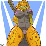 anthro belly breasts crossgender dominant exposed_breasts female fondling genitals hand_on_breast holding_breast looking_at_viewer looking_down navel nipples pink_nipples pussy self_fondle solo mrsnek capcom monster_hunter leviathan_(mh) ludroth royal_ludroth 1:1 hi_res