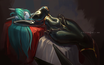 anthro big_breasts big_butt breasts butt camel_toe clothing female genitals hair horn latex latex_clothing latex_skinsuit legless long_hair navel simple_background skinsuit small_waist smile solo split_form tail tight_clothing vaginal vulva wide_hips shanher mythology shanher_(character) aquatic dragon merfolk mythological_creature mythological_scalie scalie absurd_res hi_res