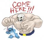 abs big_muscles black_eyes blue_hair clothed clothing duo glowing glowing_eyes goo-connected_lips hair male mask muscular muscular_male nude simple_background skull_mask text topless white_background mickeymonster disney lilo_and_stitch splatterhouse chopsuey_(thex-plotion) fan_character rick_taylor terror_mask alien experiment_(lilo_and_stitch) human mammal unknown_species english_text hi_res