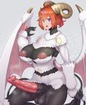 2_horns 3_eyes ahoge areola balls bat_wings big_balls big_breasts big_penis black_body black_skin breasts curved_horn fur genitals grey_background gynomorph hair horn huge_breasts huge_penis intersex light_body light_skin looking_at_viewer membrane_(anatomy) membranous_wings multi_eye nipples open_mouth orange_hair penis purple_eyes short_hair simple_background solo spiral_eyes vein veiny_penis white_body white_fur wings abubu fate_(series) type-moon gudako_(fate) ritsuka_fujimaru animal_humanoid bovid bovid_humanoid caprine caprine_demon caprine_humanoid demon goat goat_demon goat_humanoid horned_humanoid humanoid mammal mammal_humanoid censored digital_media_(artwork) hi_res mosaic_censorship