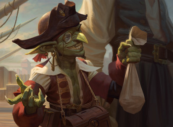 clothing day duo eyewear green_body hat headgear headwear holding_bag humanoid_pointy_ears looking_up male monocle not_furry outside pointy_ears red_clothing size_difference smile forrest_imel hasbro magic:_the_gathering wizards_of_the_coast goblin human humanoid mammal 2019 absurd_res digital_media_(artwork) hi_res official_art