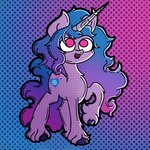 blue_mane cutie_mark female feral fur gradient_background gradient_mane happy hooves horn long_mane mane pink_eyes purple_body purple_fur purple_mane simple_background solo unicorn_horn malegardevoir hasbro mlp_g5 my_little_pony mythology izzy_moonbow_(mlp) equid equine mammal mythological_creature mythological_equine unicorn 1:1 2023