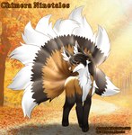 9_tails black_body black_fur black_hair female feral fur hair head_fur multi_tail orange_body orange_fur red_eyes solo tail white_body white_fur ideltasarc333 nintendo pokemon foxxi canid canine fox generation_1_pokemon mammal ninetales pokemon_(species) hi_res